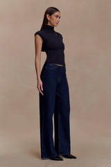 Freesia High Neck Sleeveless Top Black