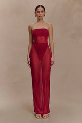 Aoife Mesh Maxi Skirt Raspberry