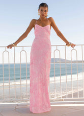 Vietta Sequin Cami Maxi Dress Pink