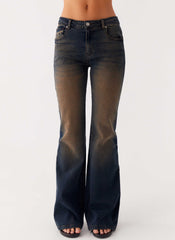 Oregon Flared Denim Jeans Dirty Black Wash