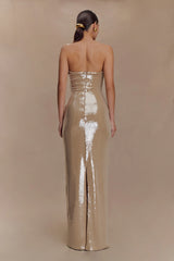 Winston Strapless Sequin Maxi Dress Taupe