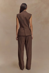 Penelope Suiting Sleeveless Blazer Chocolate