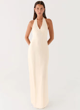 Heavy Hearted Satin Maxi Dress Pearl
