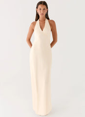 Heavy Hearted Satin Maxi Dress Pearl