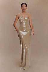 Winston Strapless Sequin Maxi Dress Taupe