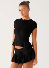 Landon Button Up Top Black