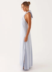 Golden Child Linen Maxi Dress Blue