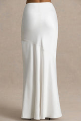 Lilah Cream Satin Maxi Skirt