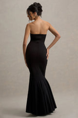 Angela Black Bandeau Fishtail Maxi Dress