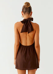 Jepsen Cotton Halter Mini Dress Chocolate