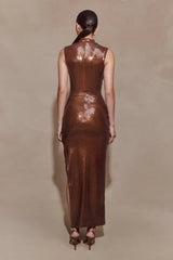 Veronica Sequin Midi Dress Chocolate