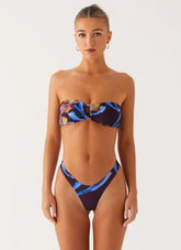 Cuba Strapless Bikini Top Dark Floral