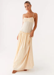 Jacinda Drop Waist Maxi Dress Cream