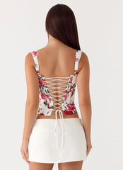 Sena Bustier Corset Top Ivory Bloom