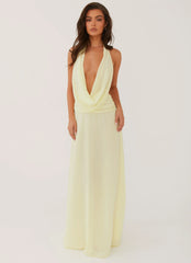 Elysia Chiffon Maxi Dress Lemon