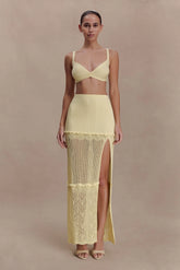 Coleene Pointelle Knit Maxi Skirt Lemon