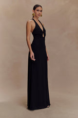 Malakhai Chiffon Halter Maxi Dress Black