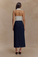 Fallon Denim Midi Skirt Indigo Blue