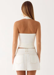 Julien Mid Rise Denim Mini Skirt Ivory