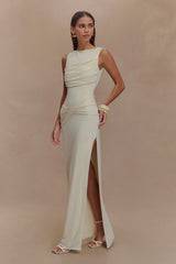 Henley Slinky Drape Maxi Dress Ivory