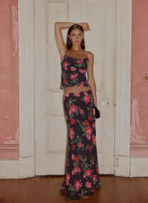 Star Girl Chiffon Maxi Skirt Midnight Bloom