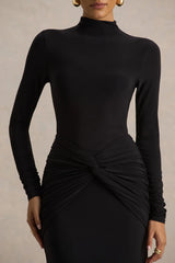 Alula Black High Neck Maxi Dress With Twist Detail
