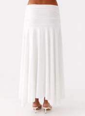 Liana Ruched Maxi Skirt White
