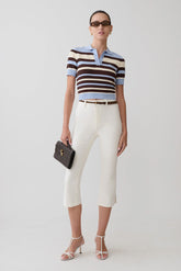 Mary Denim Capris White