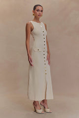 Sawyer Sleeveless Buttoned Maxi Dress Ivory