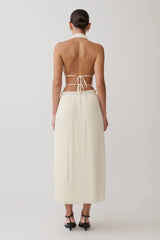 Thien Cowl Halter Midi Dress Ivory