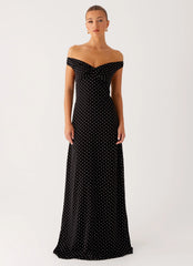 Melany Maxi Dress Black Polka Dot