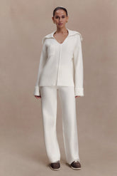 Kerrymae Straight Leg Knit Pants Off White