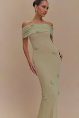 Brynn Orchid Knit Maxi Dress Pastel Green