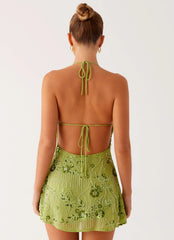 Leo Beaded Mini Dress Green