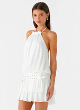 Dopamine Belt Mini Dress White