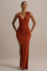 Island Girl Rust Asymmetric Maxi Dress With Split