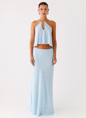 Mena Chiffon Spot Top Blue