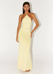 Fiesta Halter Maxi Dress Sunny Yellow