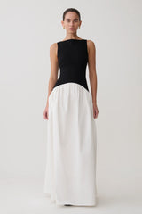 Acacia Contrast Sleeveless Maxi Dress Black White