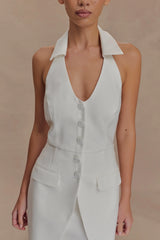 Ruth Cotton Halter Mini Dress Ivory