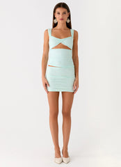 Lea Lace Mini Skirt Blue