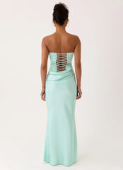 Adara Corset Maxi Dress Aqua