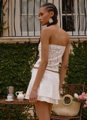 Moroder Low Rise Lace Mini Skirt Cream