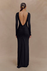 Louisa Long Sleeve Slinky Maxi Dress Black