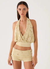 Vivienne Mini Shorts Pale Olive