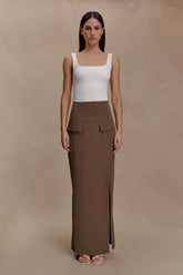 Cassie Column Maxi Skirt Cacao Brown