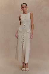 Sawyer Sleeveless Buttoned Maxi Dress Ivory