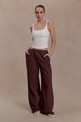 Janayia Cotton Wide Leg Pants Dark Espresso