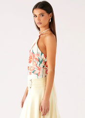 Loreta Beaded Tie Back Top Siena Floral