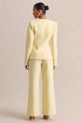 Rosalina Lemon Extreme Plunge Neck Tailored Blazer